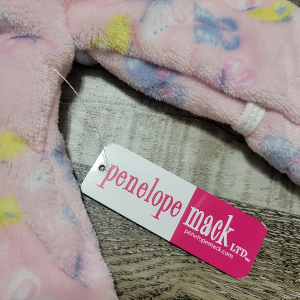 New Baby Girl Soft Sherpa Long-Sleeve Hooded Jumpsuit Pink Butterfly 6/9 Months